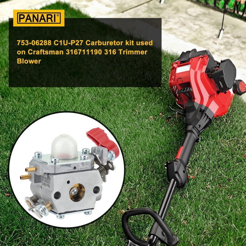 Panari 753-06288 25cc Carburetor for Craftsman 316711190 316711192 316740890 316740820 316740800 316711171 316725860 316731200 316740870 C1U-P27 Trimmer Weedeater - Image 2
